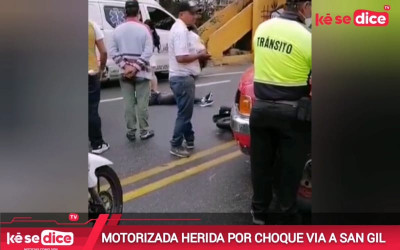Motociclista lesionada por choque en San Gil