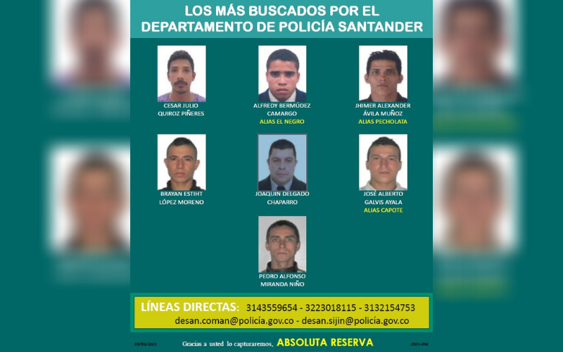 Este es el cartel de los más buscados en Santander