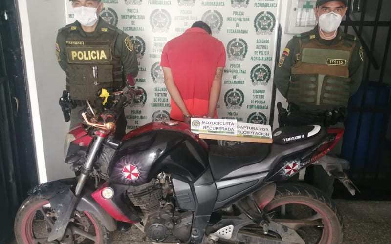 Lo agarraron con moto robada en Floridablanca