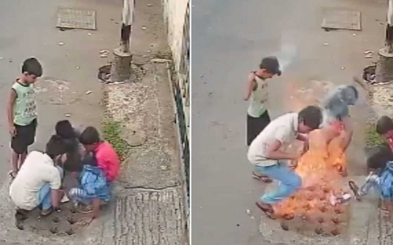 Video: ¡Se quemaron por prender pólvora sobre tubería de gas!