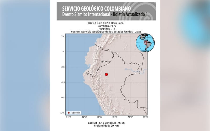 Terremoto de 7,5 grados en Perú se sintió en varias regiones de Colombia