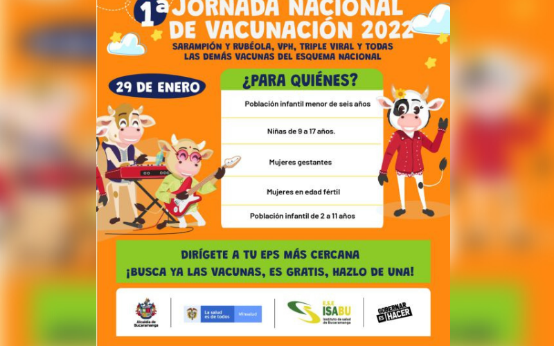 Este sábado Bucaramanga tendrá vacunación para menores