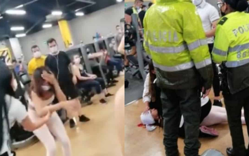 Mujer golpeada en pelea por una máquina del gimnasio