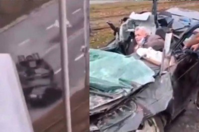 Video: Tanque ruso aplastó un carro ucraniano