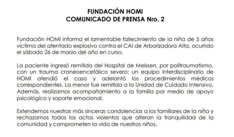 Van dos niños muertos por ataque a CAI en Bogotá