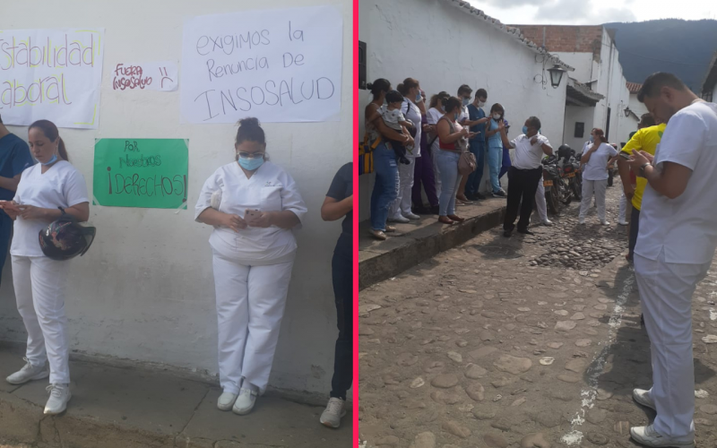 Personal médico protesta por contratación en Clínica de Girón
