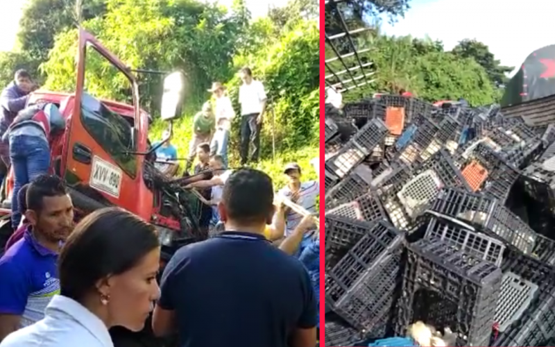 En video quedó accidente de camión en Vado Real