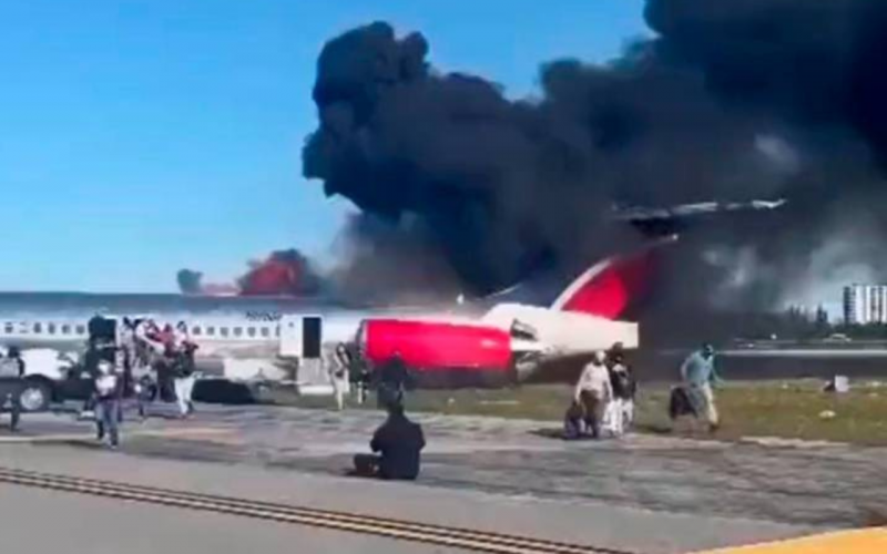 Video: Avión se prendió en llamas al aterrizan en Miami