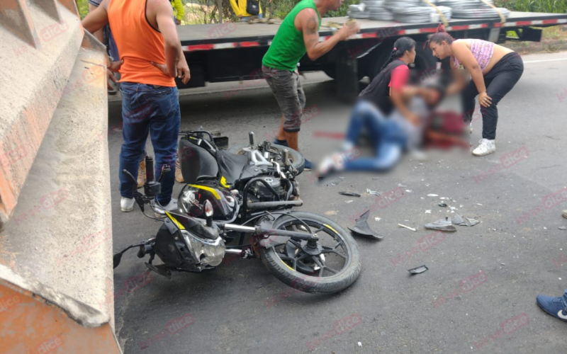 Motorizado accidentado cerca del Parque Industrial