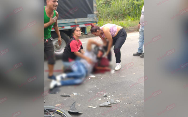 Motorizado accidentado cerca del Parque Industrial