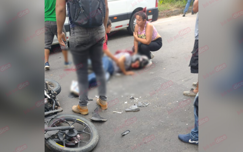 Motorizado accidentado cerca del Parque Industrial