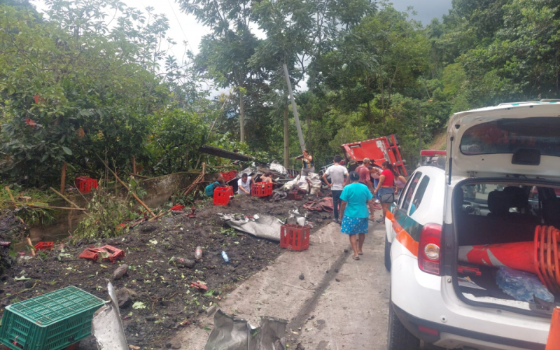 Camión de Coca Cola se accidentó vía a El Playón