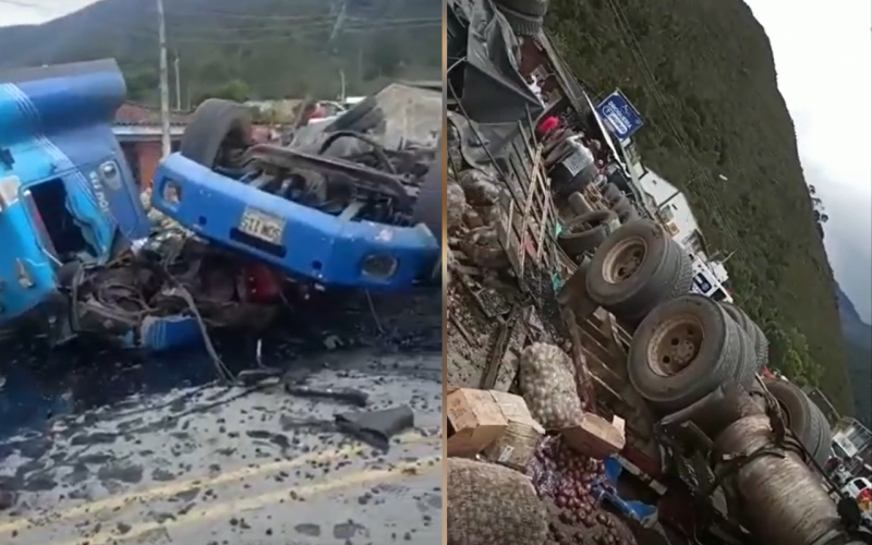Grave accidente entre vehículos de carga en Boyacá