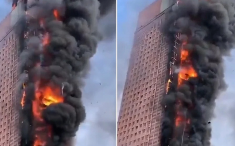 Video: Devastador incendio en torre de China Telecom