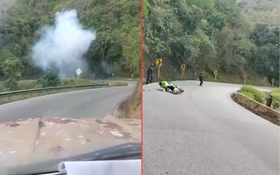 ¡Increíble coraje de un ciudadano! En medio de un atentado a la policía en la via Ocaña-Aguachica