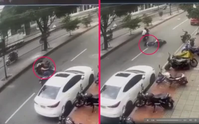 Video: Mujer cae de su moto tras resistirse a robo en Bucaramanga