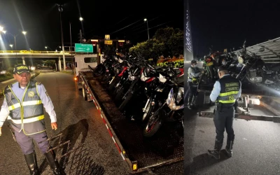 60 motos inmovilizadas en operativo nocturno en Bucaramanga