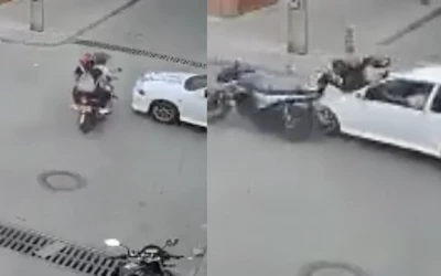 En video: Conductor atropelló a una pareja de motociclistas y se dio a la fuga en Piedecuesta
