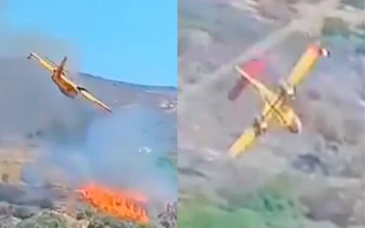 En video: En plena batalla contra el fuego avión cisterna se estrella en Grecia