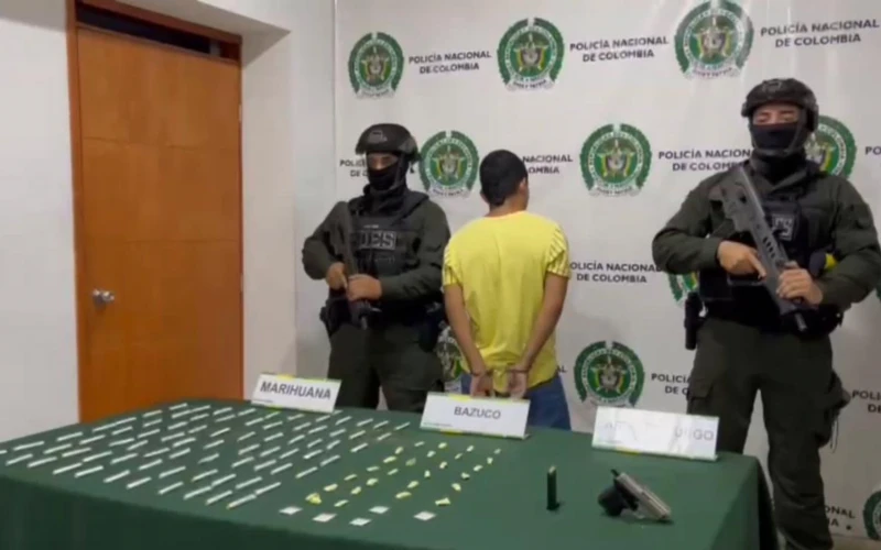 Alias 'Nicolás' fue capturado con drogas y un arma en Bucaramanga