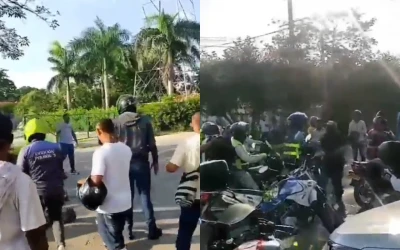 Tensión en la Terminal de Cartagena: Violento enfrentamiento entre mototaxistas, ciudadanos y agentes de tránsito