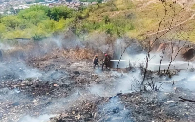 Bomberos de Floridablanca sofocan rápidamente incendio en la vía de Santa Ana hacia la Cumbre