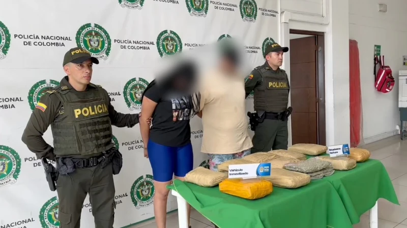 Pareja capturada en Bucaramanga con 11 kilos de marihuana