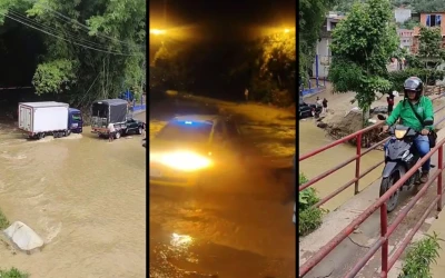 Motociclista casi es arrastrado por creciente en Guatigurá: Sigue la alerta en Piedecuesta