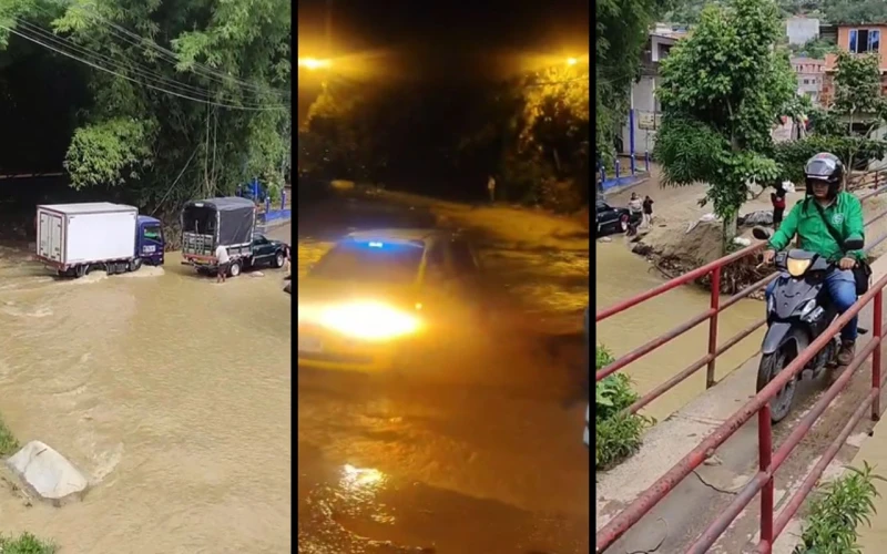 Motociclista casi es arrastrado por creciente en Guatigurá: Sigue la alerta en Piedecuesta