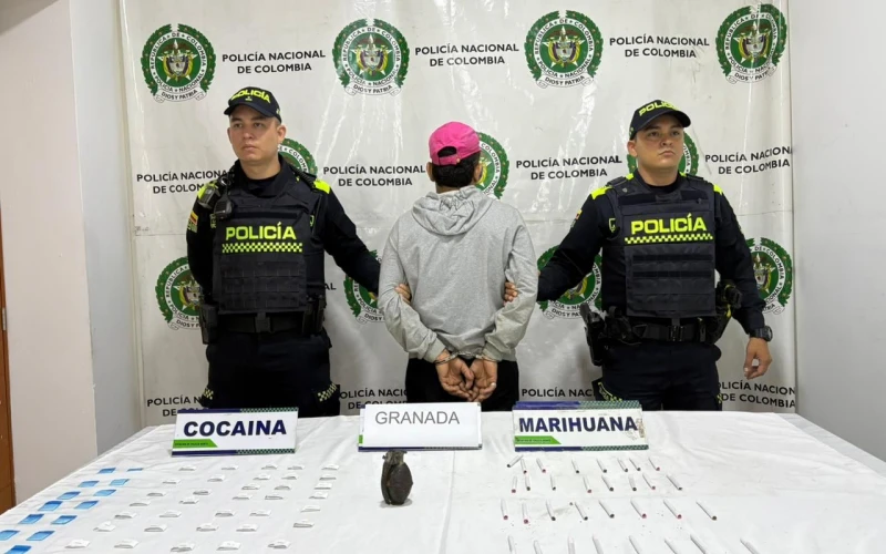 Extranjero capturado con granada y estupefacientes en Bucaramanga