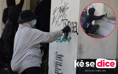 Vandalizaron la fachada de la Alcaldía en plena marcha por Palestina
