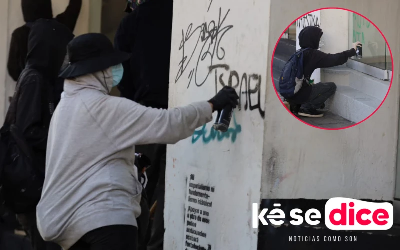 Vandalizaron la fachada de la Alcaldía en plena marcha por Palestina