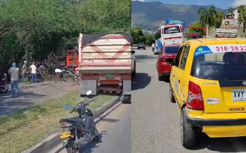 Mujer resultó herida en un choque múltiple en la vía Bucaramanga - Girón