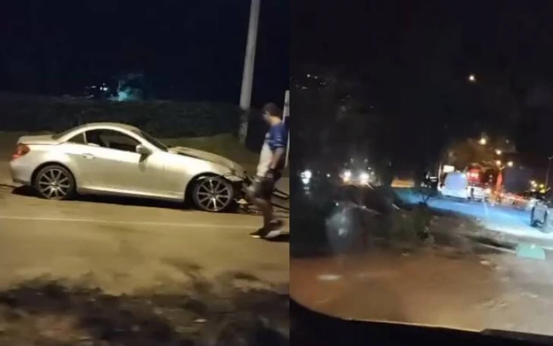 Carro deportivo de alta gama causó fuerte accidente en la autopista a Piedecuesta