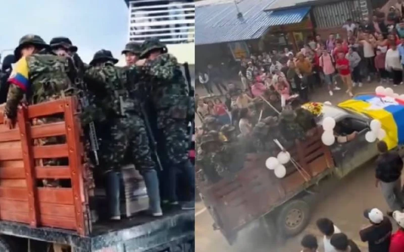 Disidencias desfilaron armadas por casco urbano de Iquira en funeral de alias ‘El Flaco’