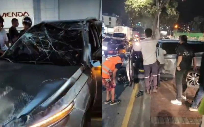 ¡Caos total en la 27! Camioneta terminó volcada tras estrellarse con una moto