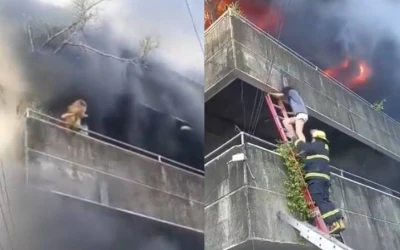 Video: Mujer arriesgó su vida para salvar a sus perritos durante un incendio en Filipinas