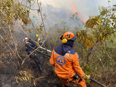 Bomberos y Defensa Civil lucharon toda la noche contra incendio forestal en Piedecuesta