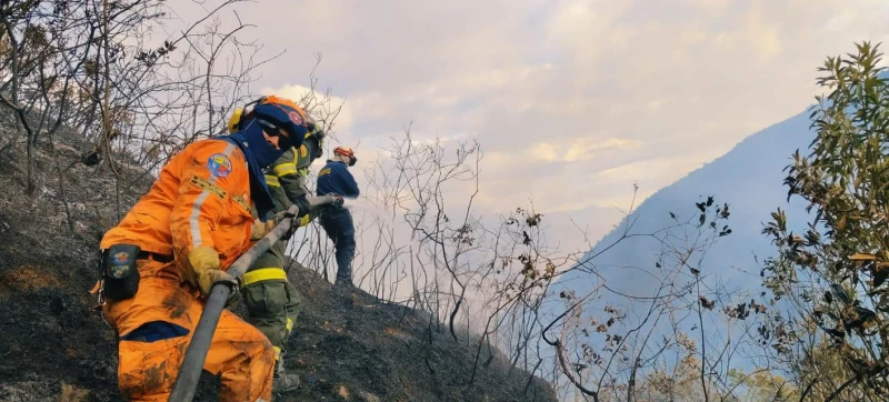Bomberos y Defensa Civil lucharon toda la noche contra incendio forestal en Piedecuesta