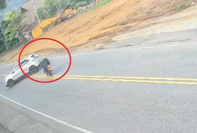 Imprudencia en la vía San Gil - Socorro casi le cuesta la vida a un motociclista