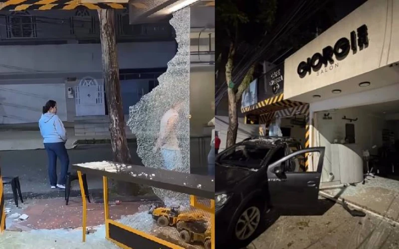 Borracho quiso evadir control de tránsito y se estrelló contra varios locales, en Bucaramanga