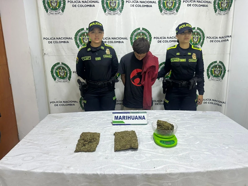 Capturado joven con un kilo de marihuana en el barrio Nariño de Bucaramanga