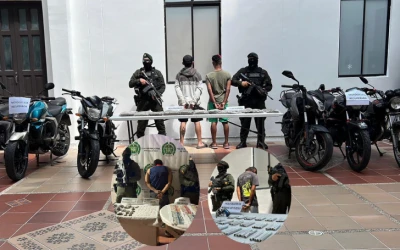 Goes recuperó motos robadas, incautó armas y drogas y capturó a 4 bandidos en Floridablanca