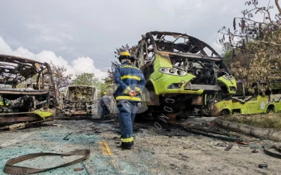 Estación de Metrolínea incendiada en Girón era usada por habitantes de calle