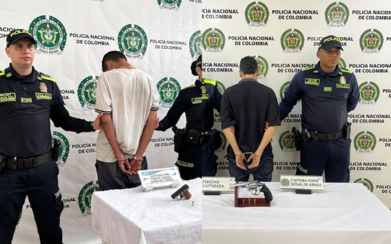 Policía agarró a dos hombres armados y sospechosos en Floridablanca
