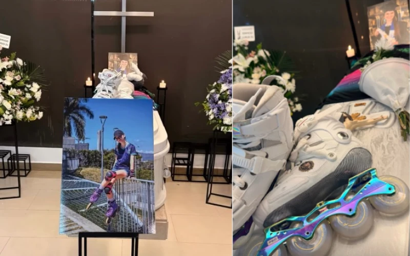 Entre patines y flores despidieron a la estudiante de la Santo Tomás en Bucaramanga