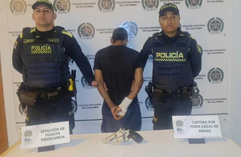 Hombre fue detenido tras ser sorprendido con un revólver sin permiso en Piedecuesta