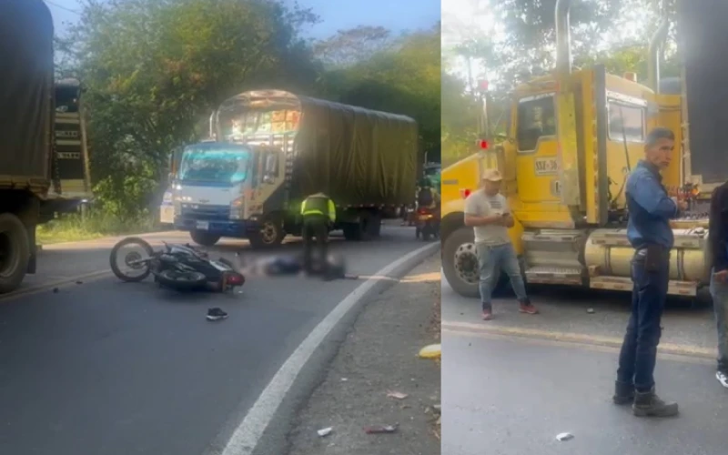 Motociclista resultó herido al chocar con una tractomula en la vía Bucaramanga - Rionegro