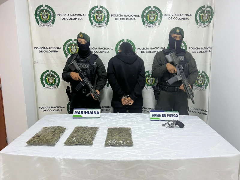 Al 'Gemelo' lo 'pillaron' con tres kilos de marihuana y un revólver en el norte de Bucaramanga