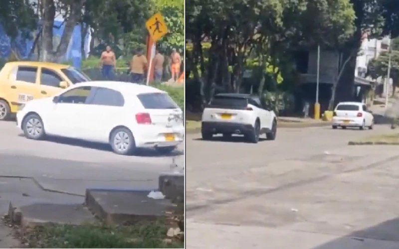 Video capta balacera entre dos vehículos en el barrio La Ceiba de Bucaramanga
